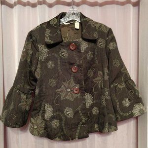 Trevan Brocade Flyaway Swing Jacket Bell Sleeves